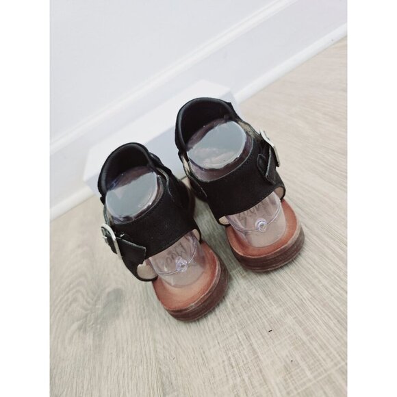 Miz Mooz Fifi Black Leather Peep Open Toe Gladiator Sandals Shoes 37 7 Wide Stud - Picture 7 of 10